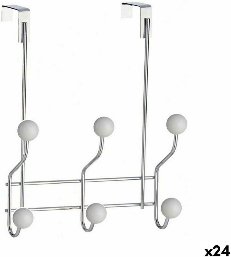 3992 Kapstok voor deur Wit Metaal Plastic 10 x 22 x 26 cm (24 Stuks)