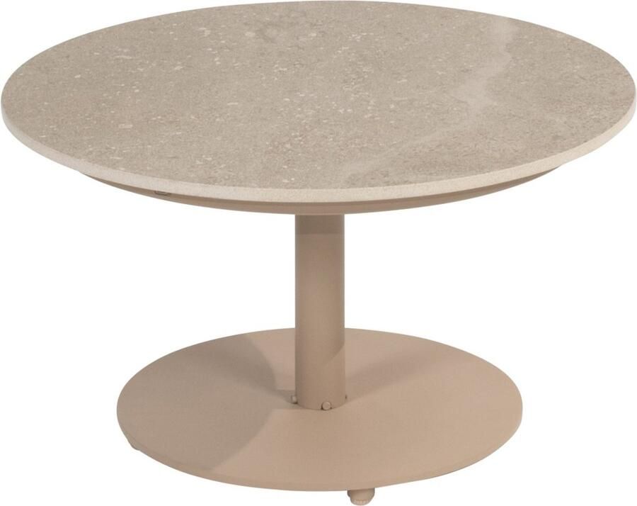 4 Seasons Outdoor 4SO Boaz koffietafel met ceramisch blad 60 cm rond centrale poot latte