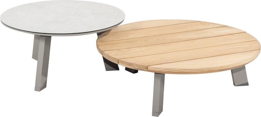 4 Seasons Outdoor Emma set loungetafels 65 cm rond en 80 cm rond ceramic teak cloud