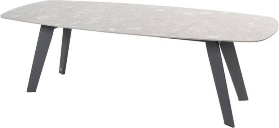 4 Seasons Outdoor Montana keramiek Terrazzo dining tuintafel 240x103xH75 cm antraciet onderstel