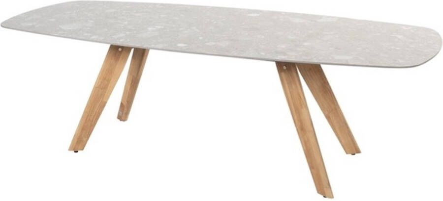 4 Seasons Outdoor Montana keramiek Terrazzo dining tuintafel 240x103xH75 cm teak onderstel