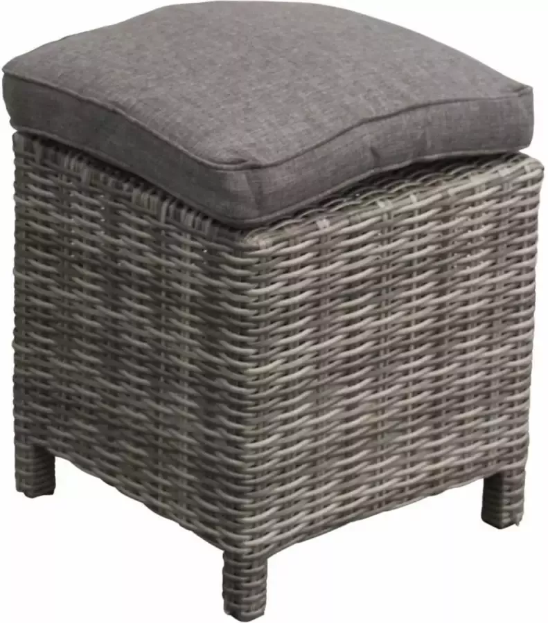 4 Seizoenen Tuinmeubelen Hocker Dublin 40x40cm Ash Grey Wicker