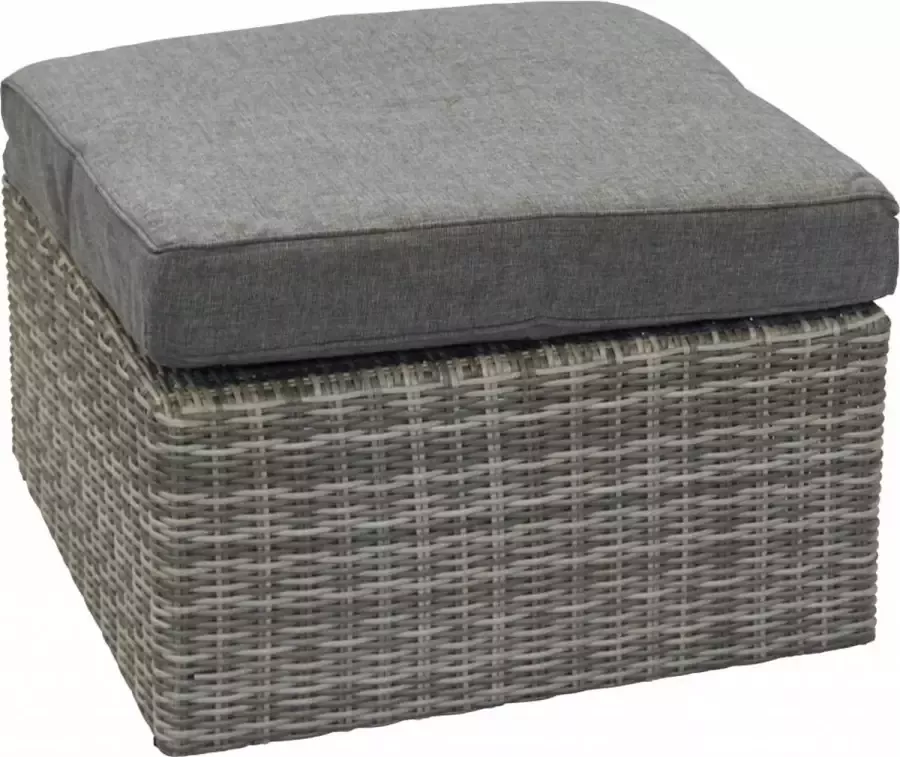 4 Seizoenen Tuinmeubelen Hocker Dublin 73x73cm Ash Grey Wicker