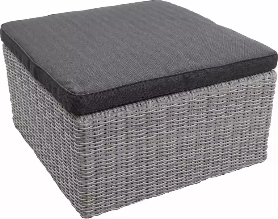 4 Seizoenen Tuinmeubelen Hocker Dublin 73x73cm Mystic Grey Wicker