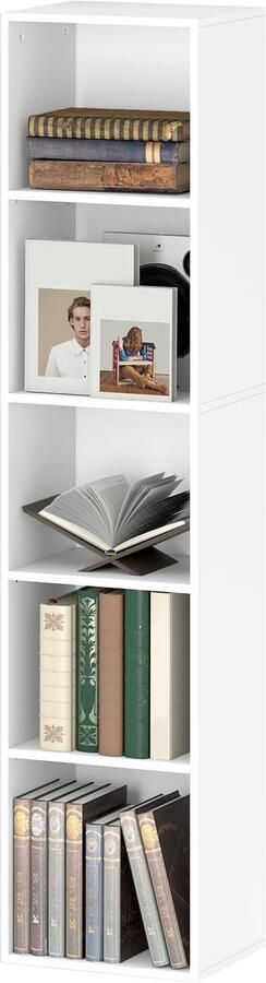 4Goodz Boekenkast met 5 Verstelbare Planken 24x30x134 cm Wit