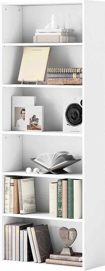 4Goodz Boekenkast met 6 Verstelbare Planken 24x60x158 cm Wit