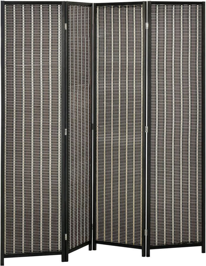 4Goodz HOMCOM Kamerverdeler Opvouwbaar Grenenhout Bamboe 180 x 180 cm Bruin Zwart