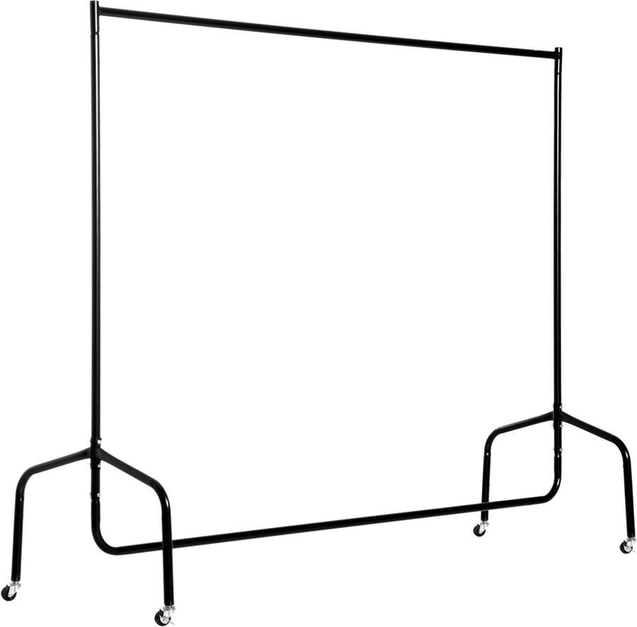4Goodz HOMCOM Metalen kledingrek kledingwagen verrijdbare garderobe garderobestandaard zwart