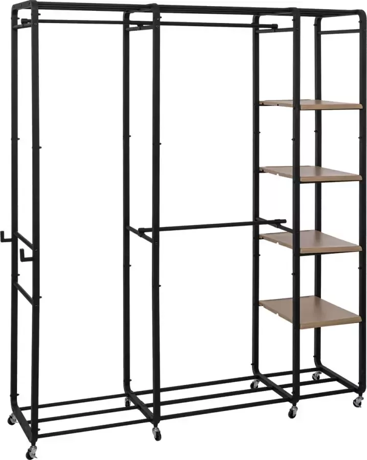 4Goodz Breedte Verstelbaar Kledingrek 45x111-174x196 cm Zwart Bruin