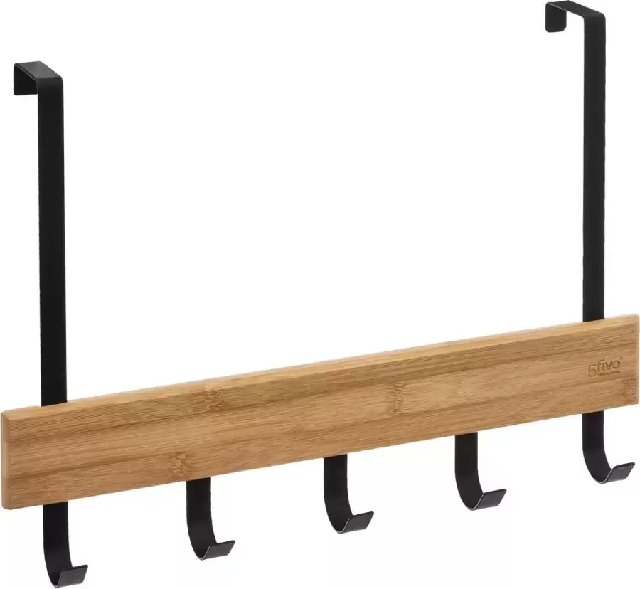 4goodz Deurkapstok 5 haken voor deur metaal 40x2x29 cm Zwart
