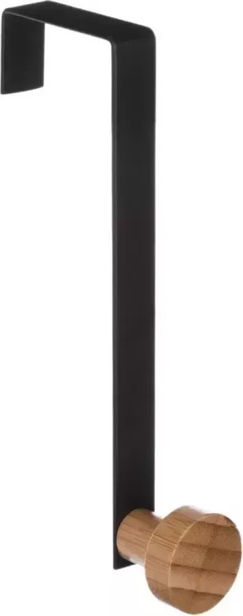 4Goodz Deurkapstok Metaal met Bamboe knop 1 5x5x17 cm Zwart
