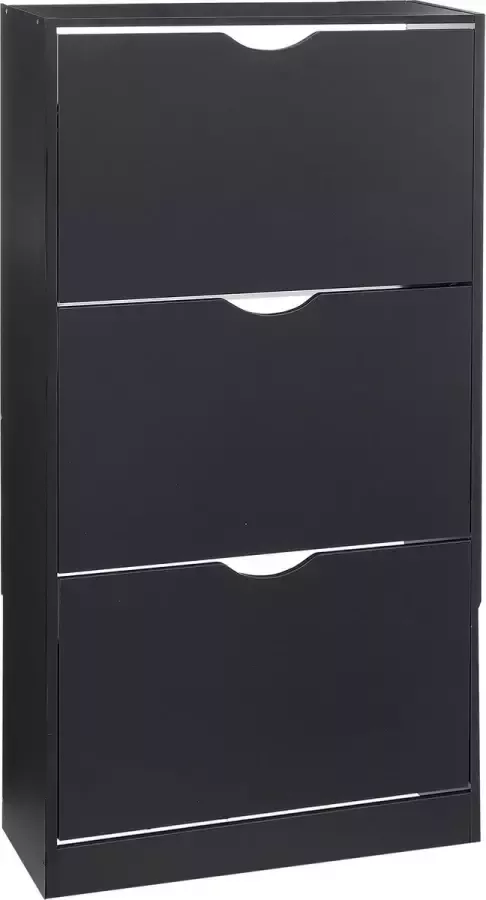 4Goodz schoenenkast 3 lades 60x24x118 cm voor 18 paar Donkergrijs