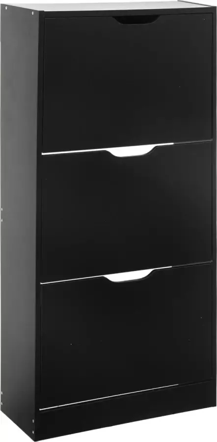 4Goodz schoenenkast 3 lades 60x24x118 cm voor 18 paar Zwart