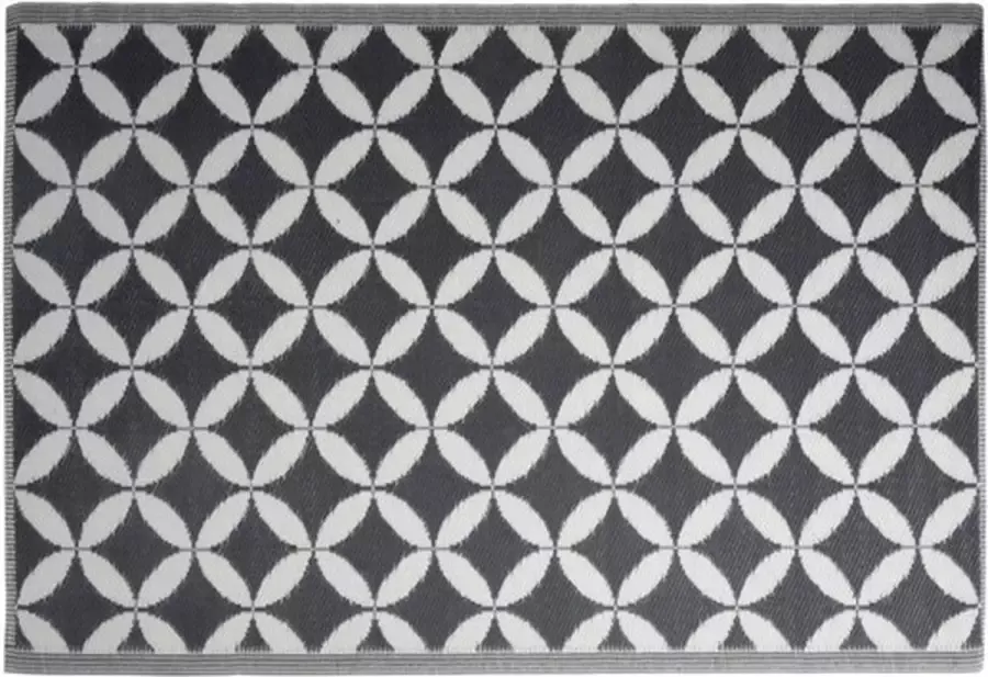 4Goodz Vloerkleed Outdoor Buitenkleed Cirkel Ruit 160x220 cm Zwart