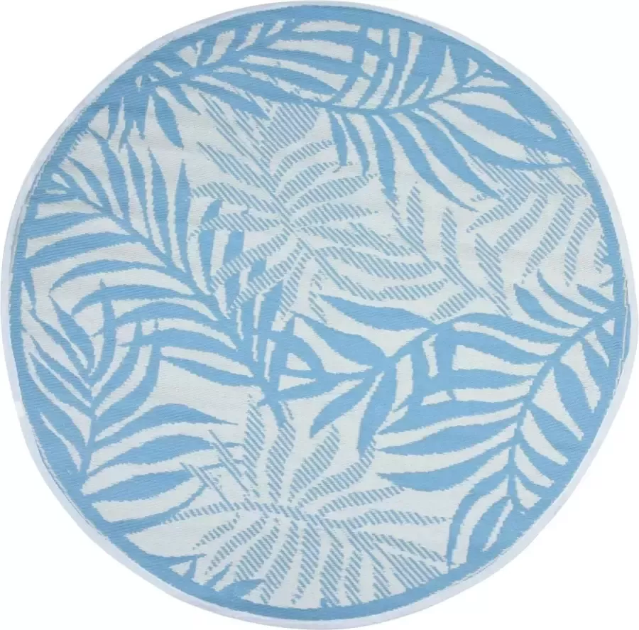 4goodz Vloerkleed Outdoor Rond Tropical 150 cm Buitenkleed Blauw
