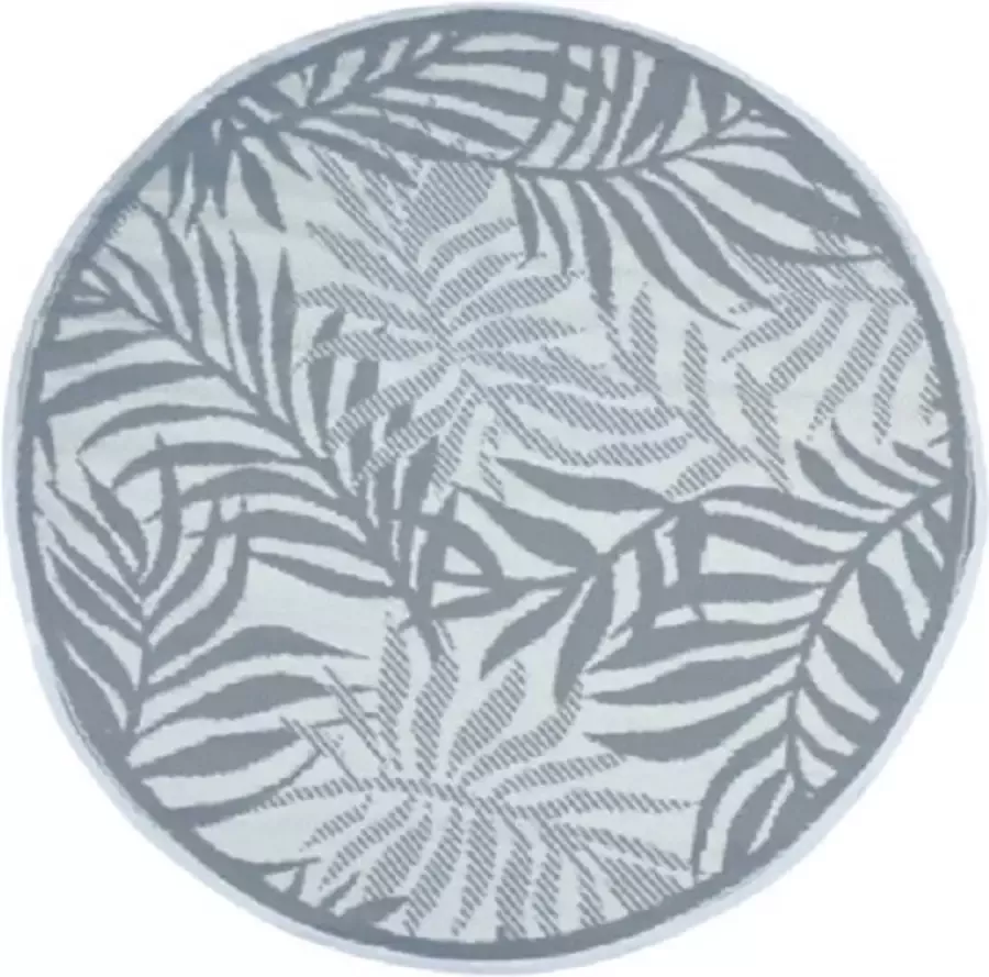 4Goodz Vloerkleed Outdoor Rond Tropical 150 cm Buitenkleed Grijs