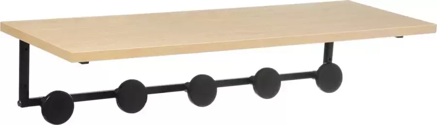 4goodz Wandkapstok Industrieel met 5 haken en legplank 24x70x16 cm