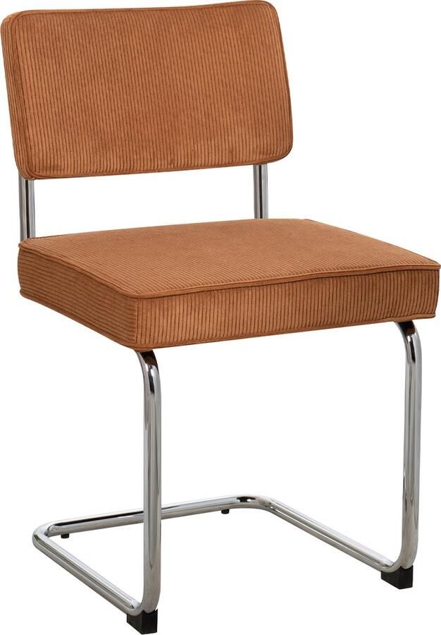 4udesigned Eetkamerstoel Bauhaus Chrome Rib Cognac