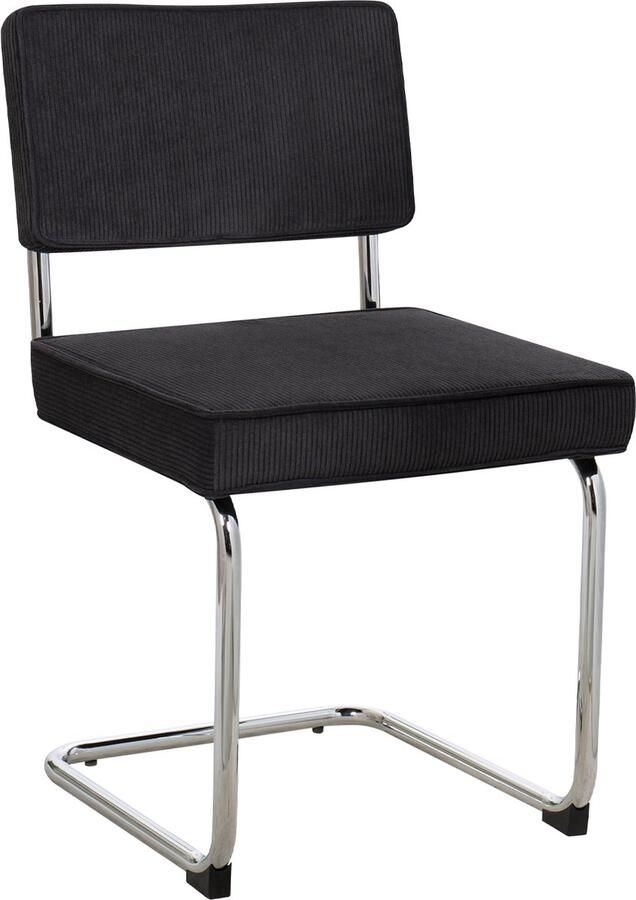 4udesigned Eetkamerstoel Bauhaus Chrome Rib Zwart