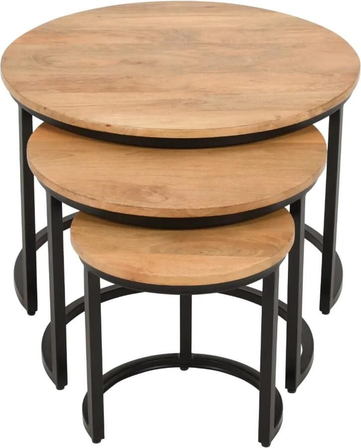 4udesigned Salontafel Set van 3 Pluto Mango 61cm dia smooth