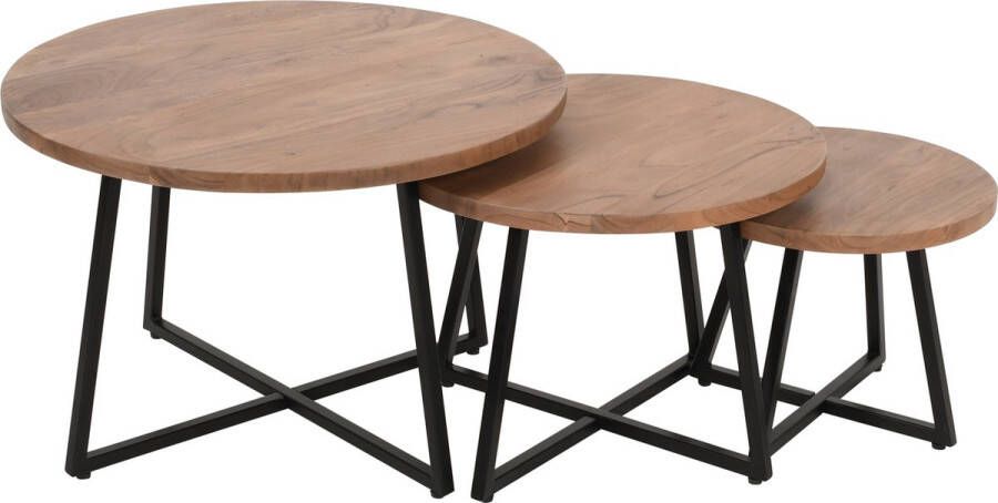 4udesigned Salontafels set van 3 Acacia Moons Rond 73cm dia