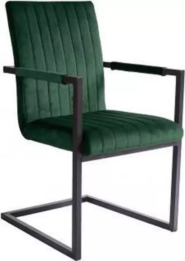 4udesigned Stoel Almere Velvet Groen Armstoel Metalen Frame