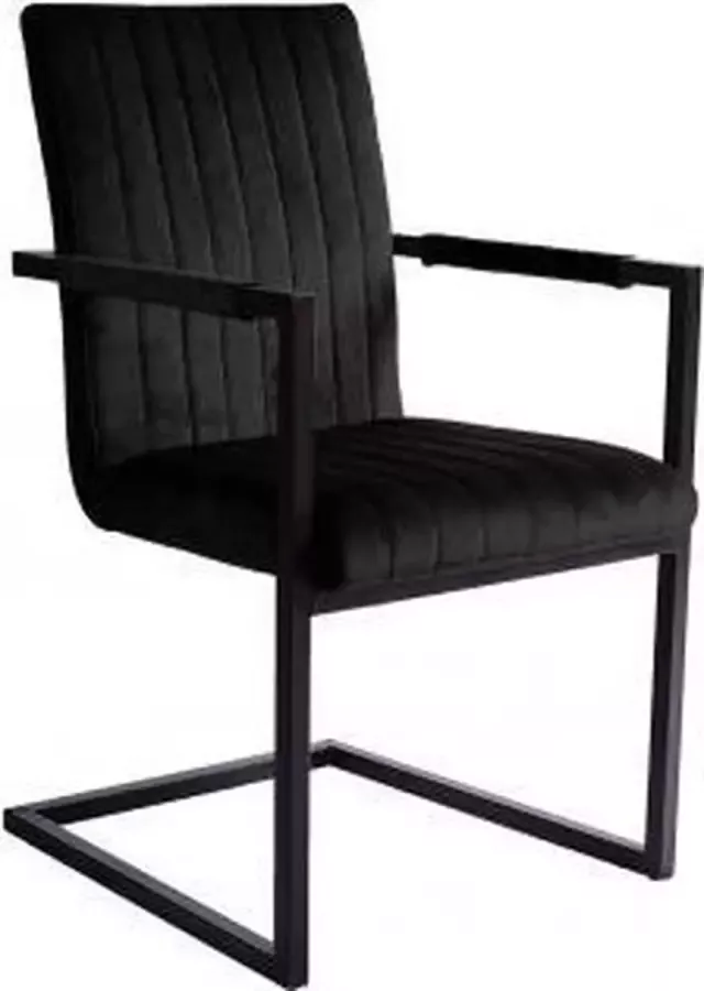 4udesigned Stoel Almere Velvet Zwart Armstoel Metalen Frame