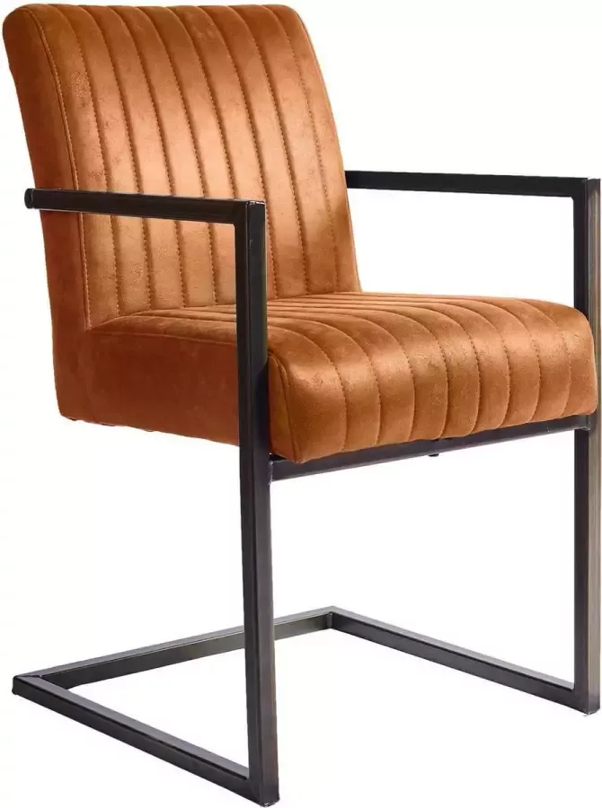 4udesigned Stoel Edgar Cognac Kunstleder Armstoel Nosag Vering Metalen Frame