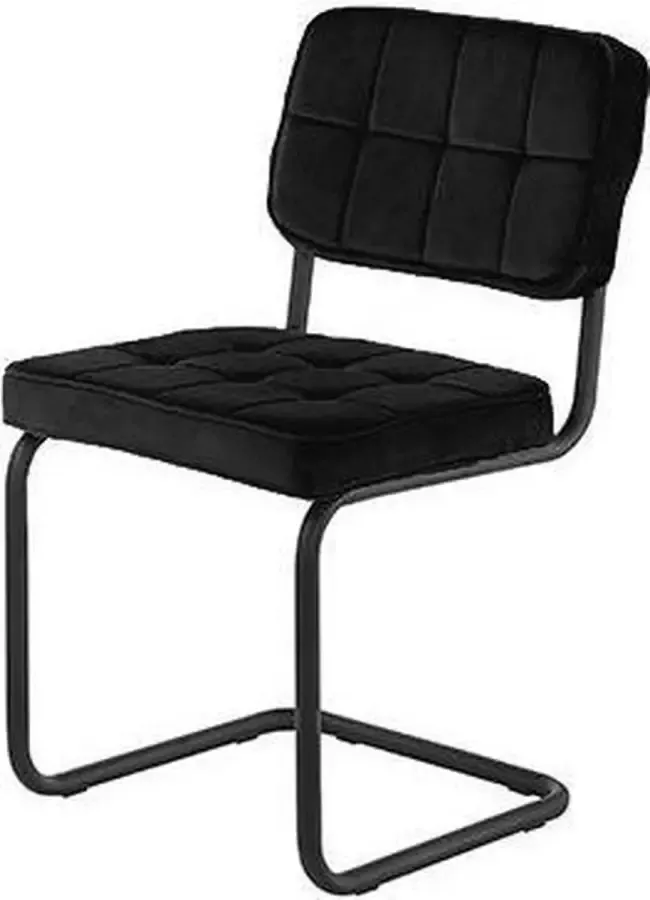 4udesigned Stoel Kyle Velvet Zwart| Eetkamerstoel Metalen Frame