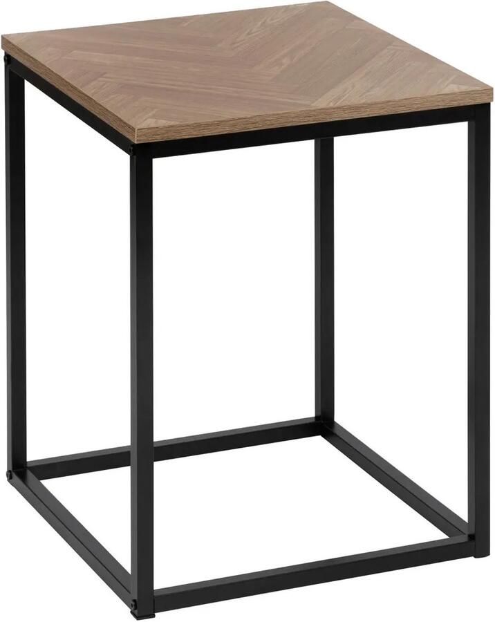 5five Bijzettafeltje Chevron hout metaal lichtbruin zwart D40 x H50 cm koffie tafel