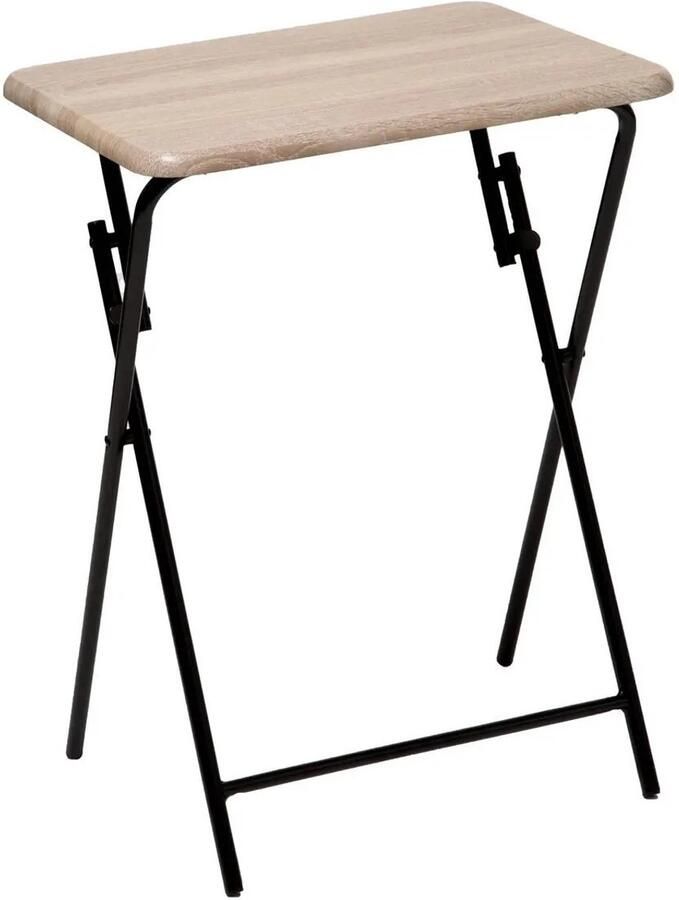 5five Bijzettafel tuin tafel Edson metaal naturel zwart 48 x 38 x 64 cm voor buiten inklapbaar Camping tafel