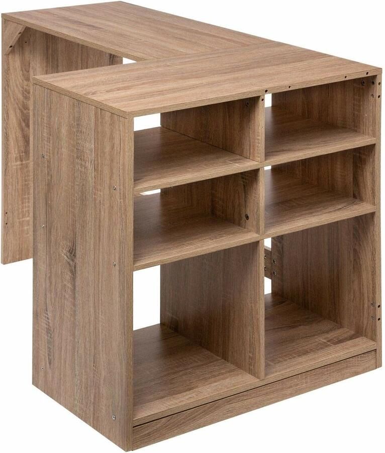 5five Bureau 6 Planken L-vorm Natuurlijk Hout 110 x 75 x 69 cm