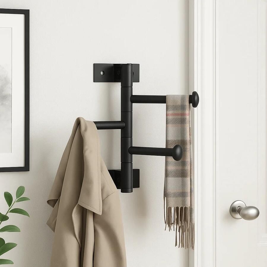 5five Draaibare wandkapstok 3 haken Five Zwart Wandmontage - Foto 2