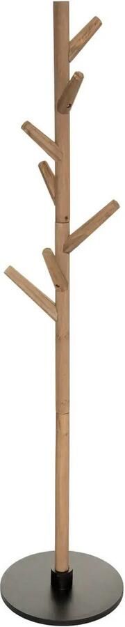 Atmosphera Kapstok lichtbruin zwart hout staand 8 haken op verschillende hoogtes 178 cm