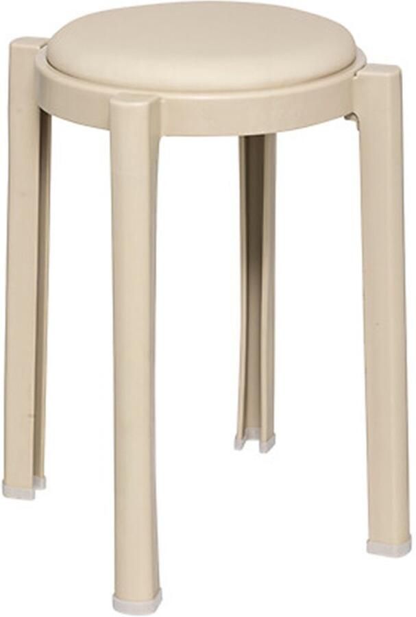 5five Five Bijzet krukje stoel beige D41 x H47 cm Stapelbaar kunststof met zitting