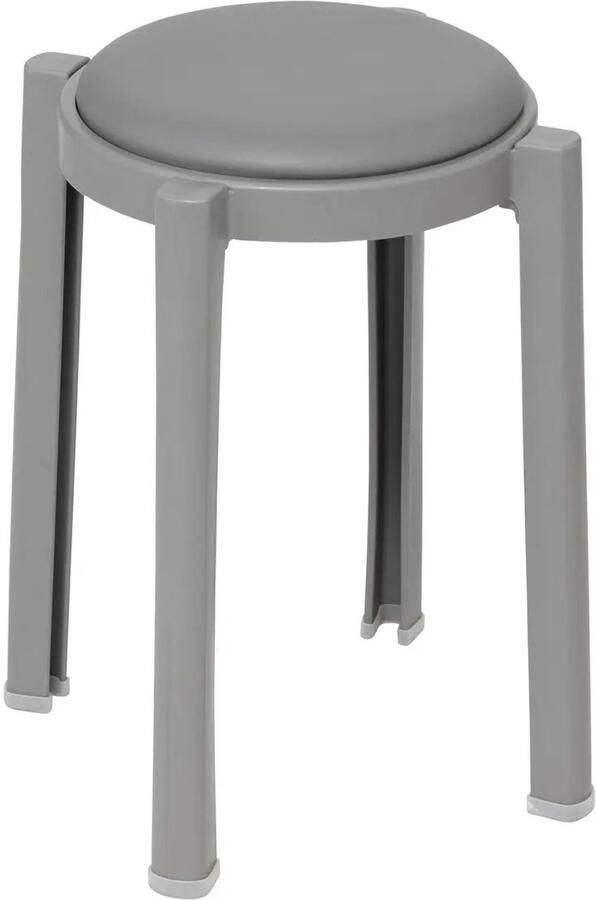 Atmosphera Five Bijzet krukje stoel grijs D41 x H47 cm Stapelbaar kunststof met zitting