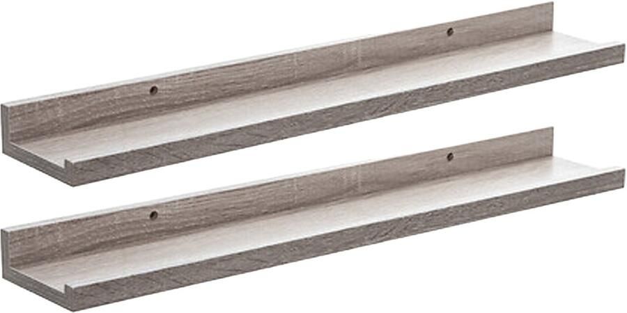 5five Five foto wandplank Fixy 2x beige eiken hout look 58 x 10 x 4 cm