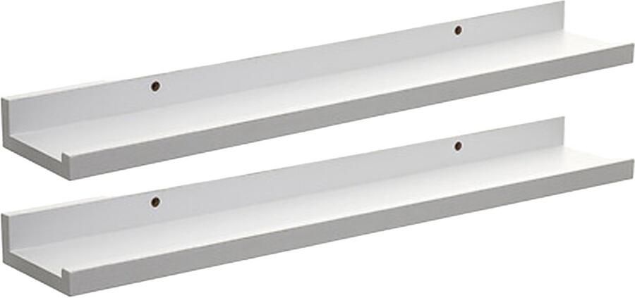 5five Five foto wandplank Fixy 2x wit eiken hout look 58 x 10 x 4 cm