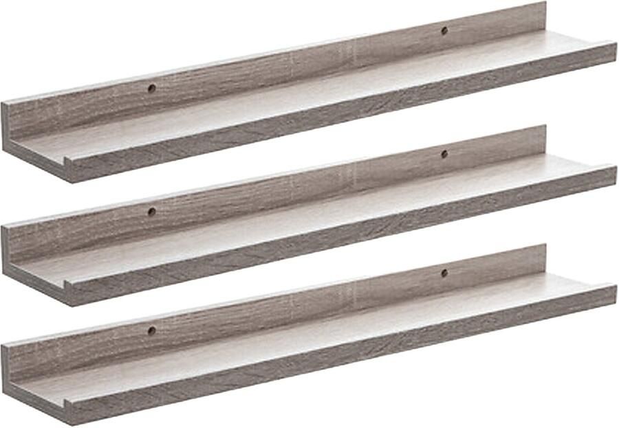 5five Five foto wandplank Fixy 3x beige eiken hout look 58 x 10 x 4 cm