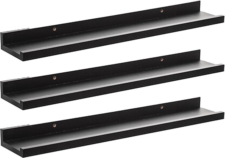 5five Five Foto wandplank Fixy 3x zwart eiken hout look 58 x 10 cm