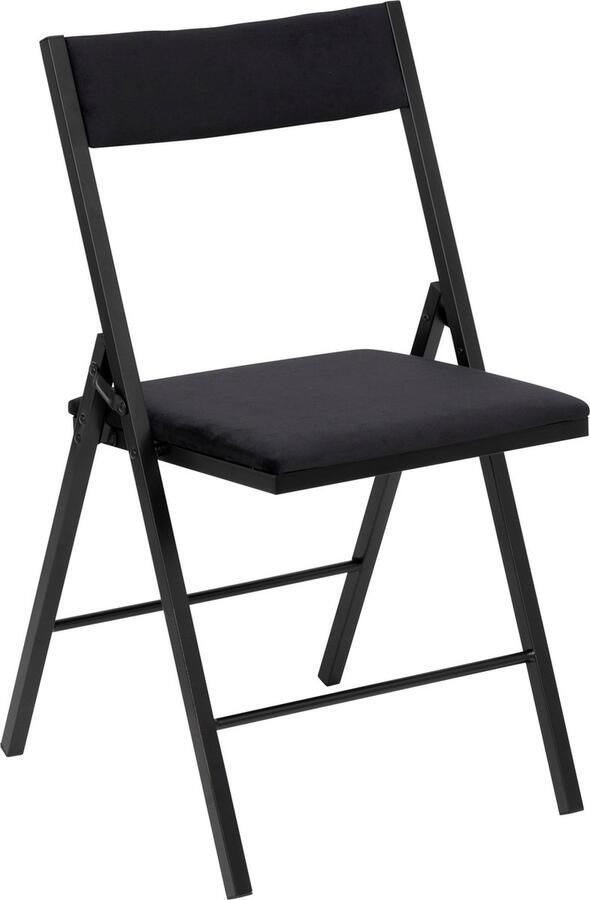 5Five Fluwelen Klapstoel Vouwstoel 47x43x79cm Zwart