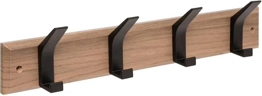 5five Kapstok 4 ophang haken RVS bruin zwart 45 x 10 cm wandkapstok voor hal of badkamer
