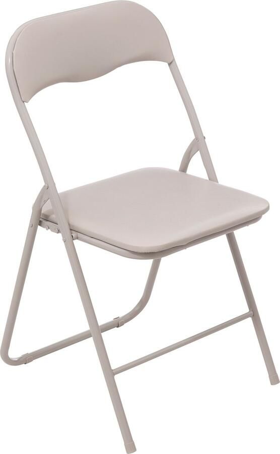 5five Klapstoel met pvc zitting beige 44 x 48 x 79 cm metaal Bijzet stoelen Inklapbaar