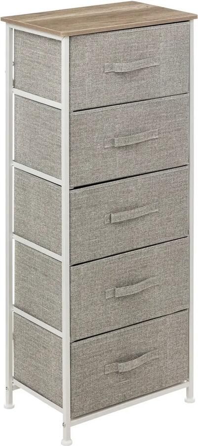 5Five Ladekast met 5 Lades L.45 x D.30 x H.114 cm Lichtgrijs