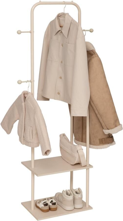 5Five Liny Kapstok 3 Metalen Haken 45x31x164cm Beige