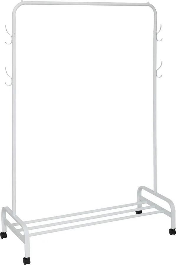 5five Mobiel kledingrek metaal wit met wieltjes 118 x 45 x 160 cm hang en leg optie