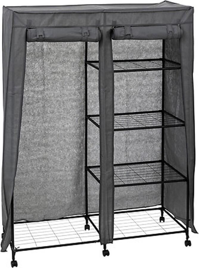 5five Mobiele kledingkast opvouwbaar zwart kunststof 120 x 50 x 168 cm hang en leg opties