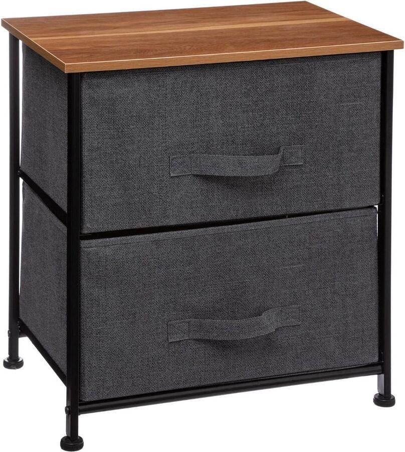 5Five Nachtkastje met 2 Lades L.45 x B.30 x H.51 cm Grijs