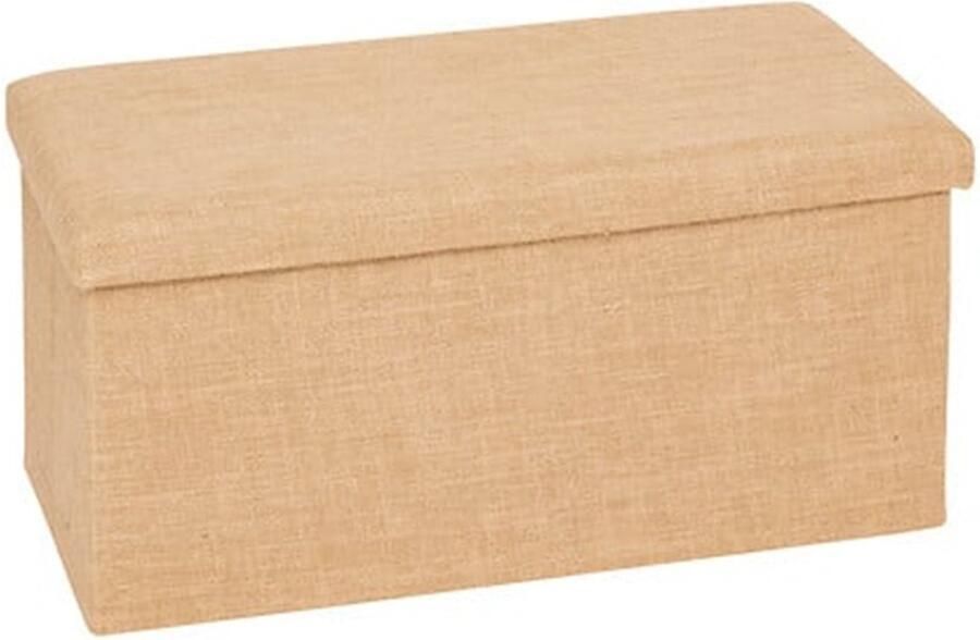 5five Atmosphera Poef hocker voetenbankje Jute opbergbox beige PO MDF 38 x 38 x 76 cm opvouwbaar