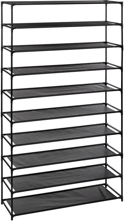 5five Schoenenrek Intissa 10-laags metaal kunststof 93 x 30 x 158 cm voor 40 paar schoenen zwart